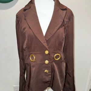 Cato Brown Blazer with Gold Buttons